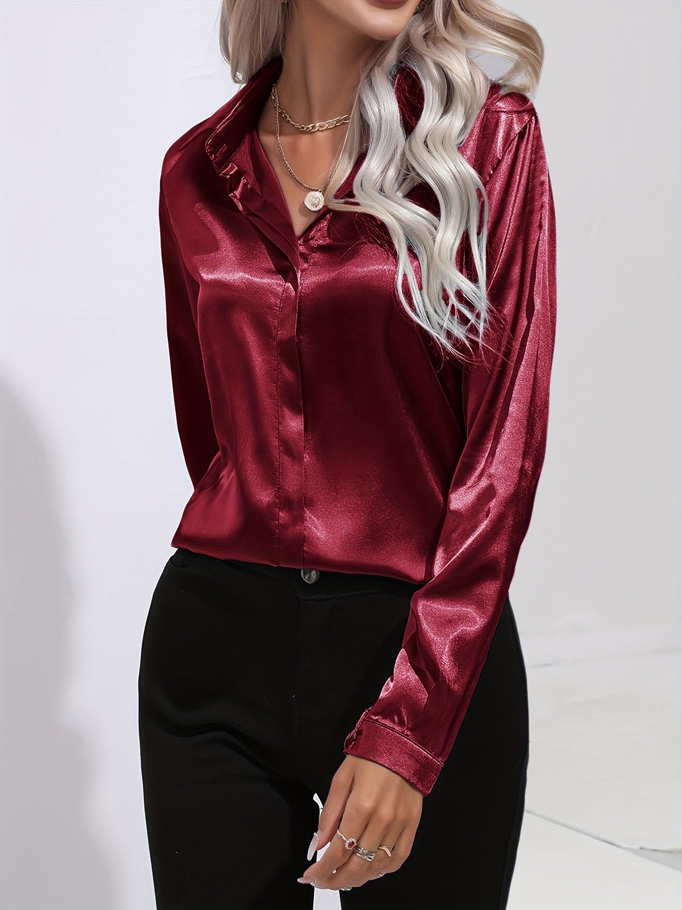 Ladies Classic Long Sleeve Silk Blouses