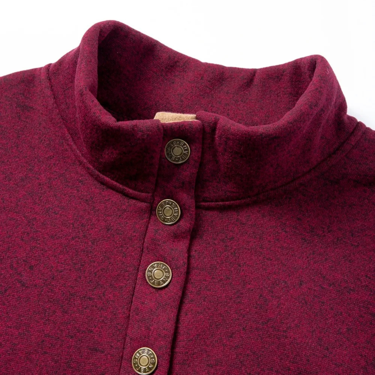 Men's Fleece Sweater Stand Collar Elbow Patches