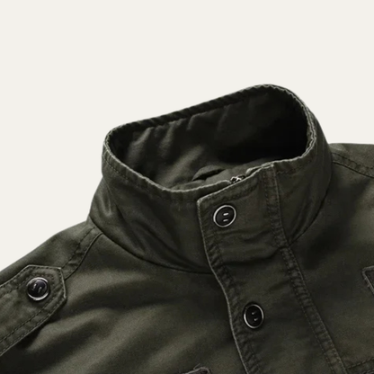 Men's Military Jacket Stand Collar Multiple Pockets