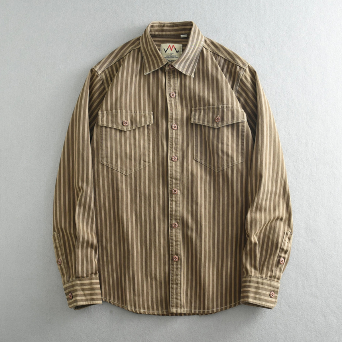 Men's Classic Striped Button Down Shirt Cotton