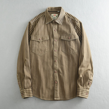 Men's Classic Striped Button Down Shirt Cotton