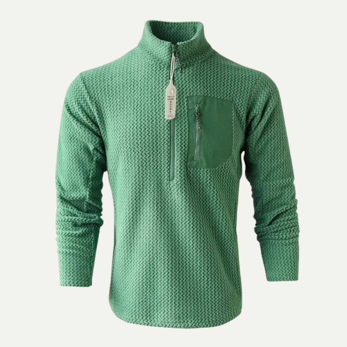 Men's Half Zip Fleece Sweater Chest Pocket