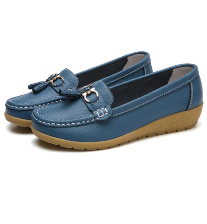 Women Leather Cut-Out Ballerina Flats