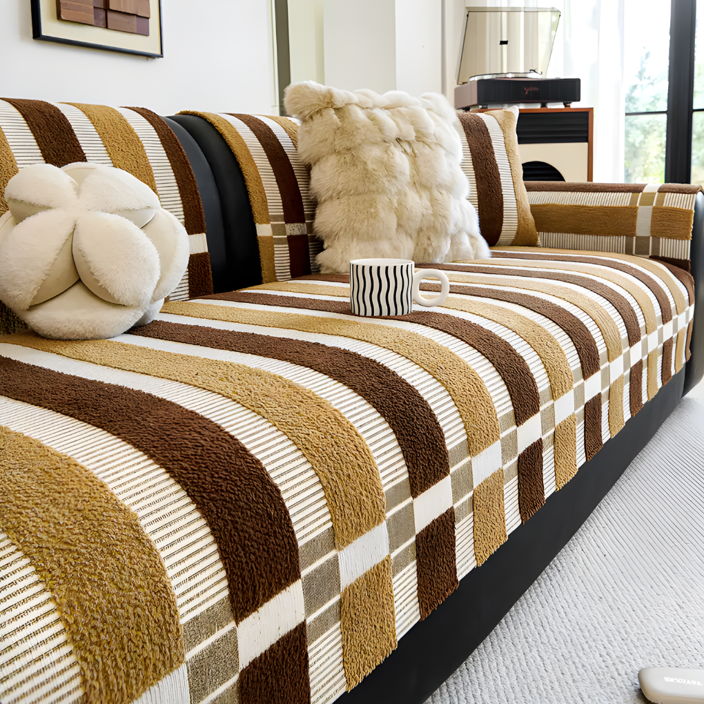 Chenille Sofa Slipcover Mid Century Design