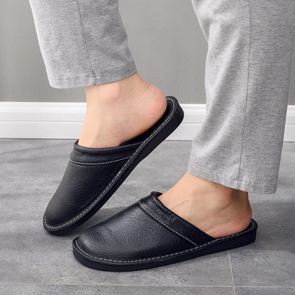 Men's Soft Leather Indoor Slippers