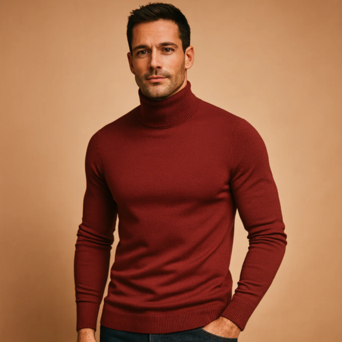 Men's Slim Fit Knitted Turtleneck Sweater