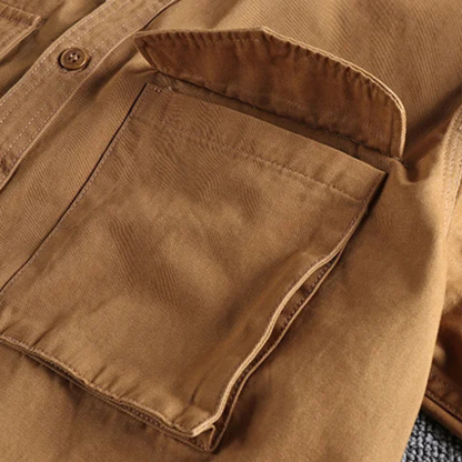 Men's Canvas Cargo Shirt Jacket Vintage Style