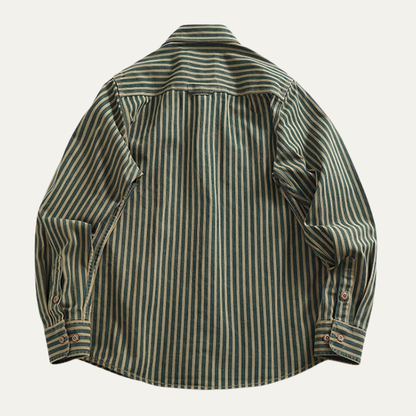 Men's Vertical Stripe Denim Shirt