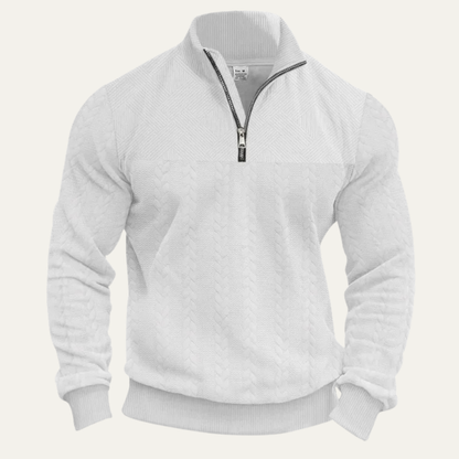 Men's Knitted Jacquard Sweater Stand Up Collar Casual
