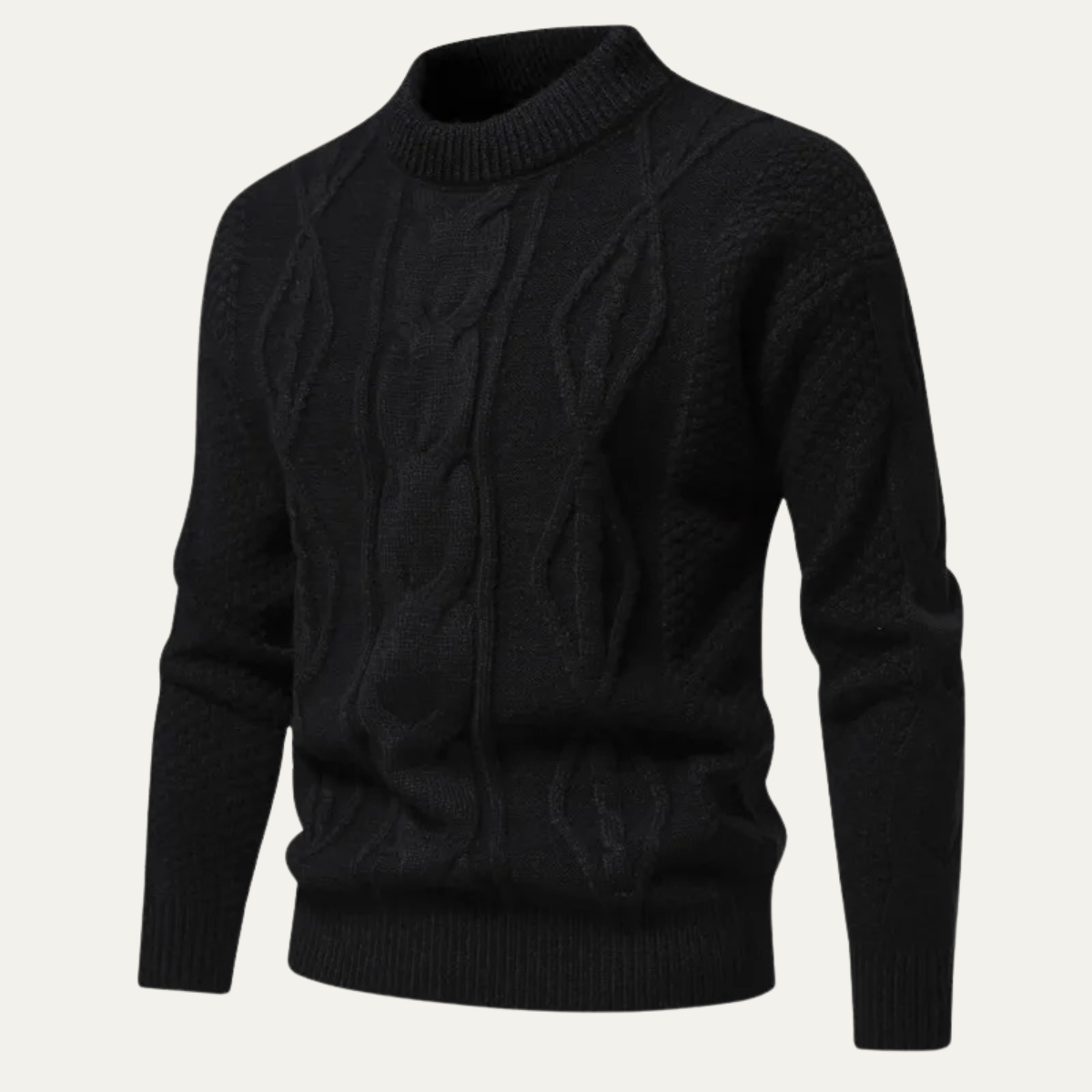 Men's Cable Knit Sweater Round Neck Winter Casual