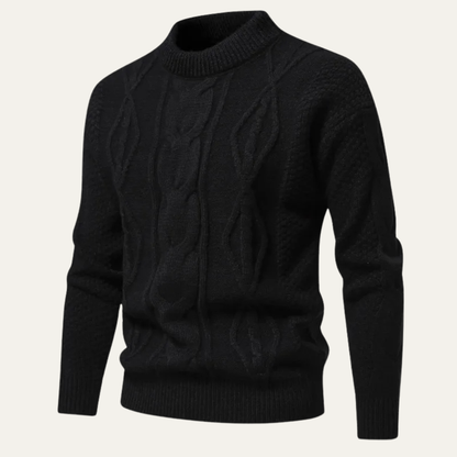 Men's Cable Knit Sweater Round Neck Winter Casual