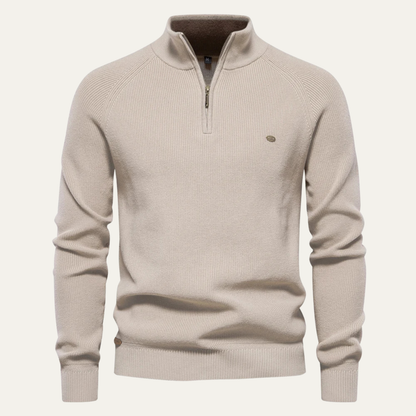 Men's Casual Knit Sweater Mock Neck Button Collar