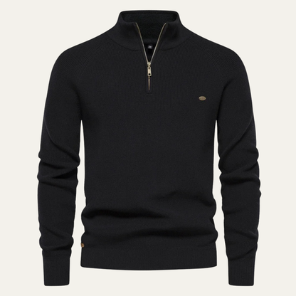 Men's Casual Knit Sweater Mock Neck Button Collar - VibreMode