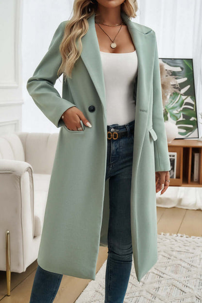 Women's Double Breasted Long Coat Warm Wool