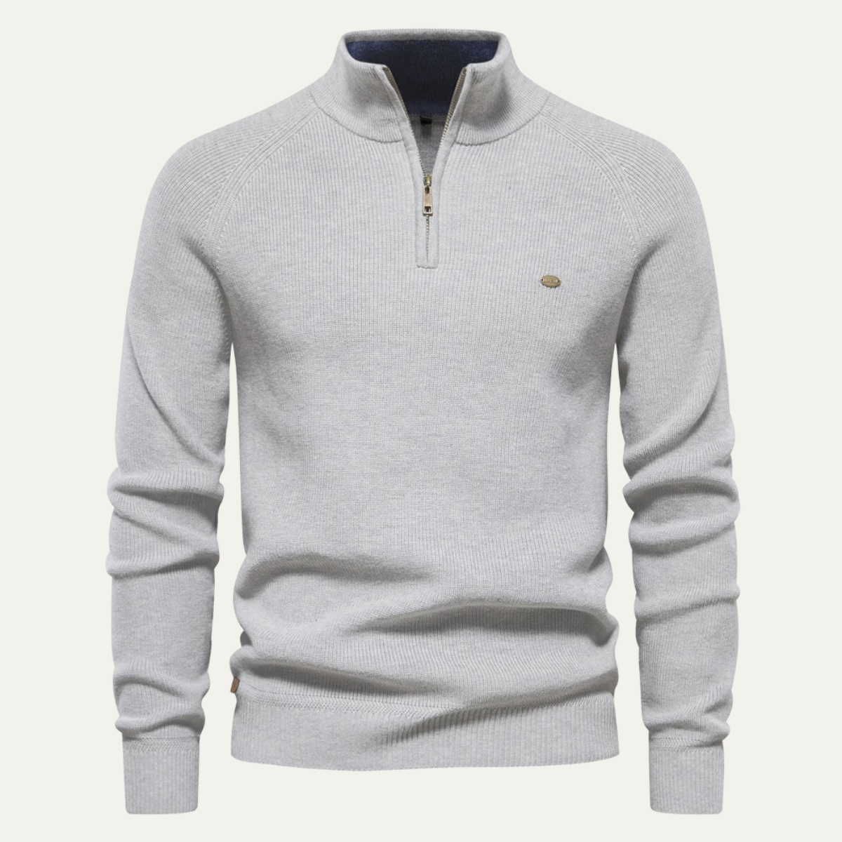 Men's Casual Knit Sweater Mock Neck Button Collar