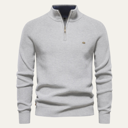 Men's Casual Knit Sweater Mock Neck Button Collar