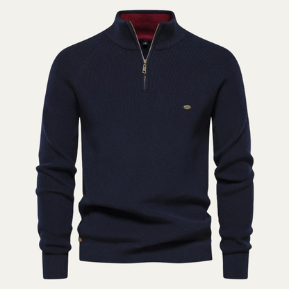 Men's Casual Knit Sweater Mock Neck Button Collar