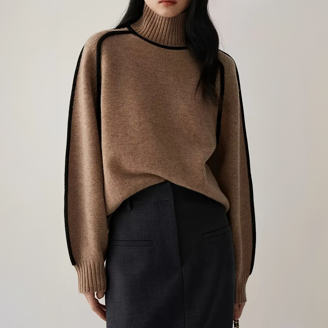 Women's Contrast Turtleneck Sweater