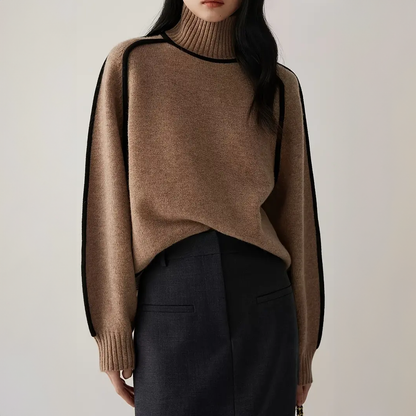 Women's Contrast Turtleneck Sweater