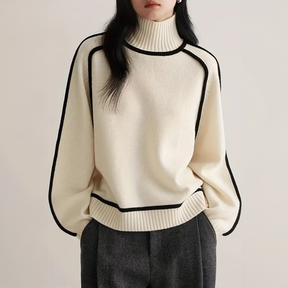 Women's Contrast Turtleneck Sweater - VibreMode