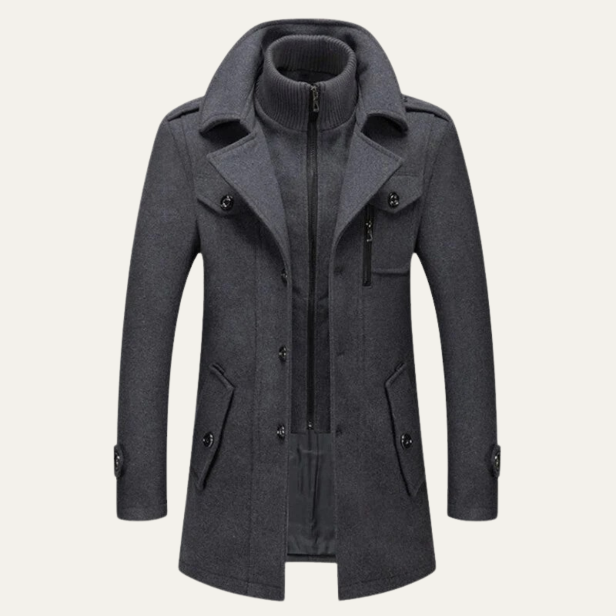 Men's Smart Trench Coat Waterproof Stand Collar - VibreMode