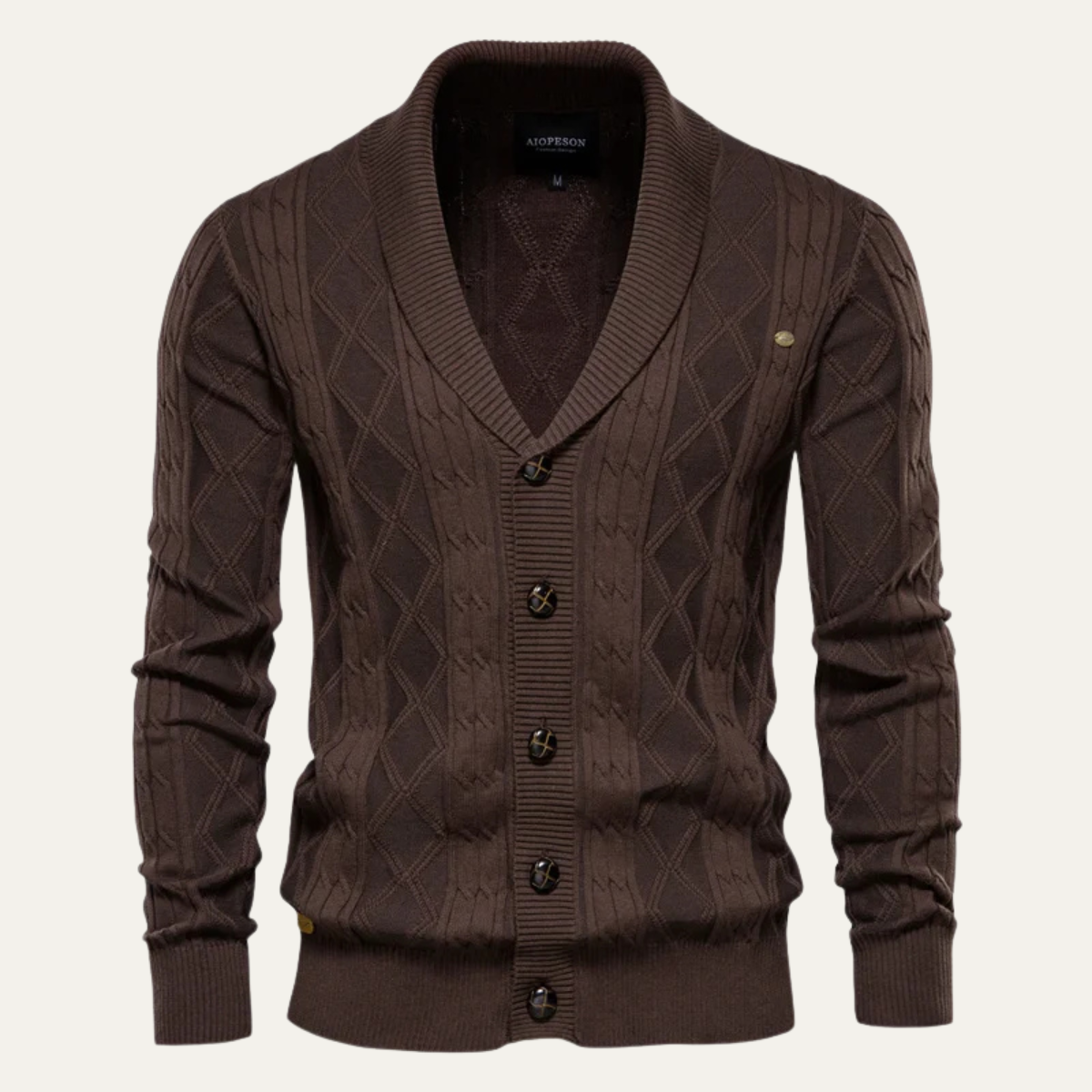 Brecon Men's Cable Knit Cardigan Button Front - VibreMode