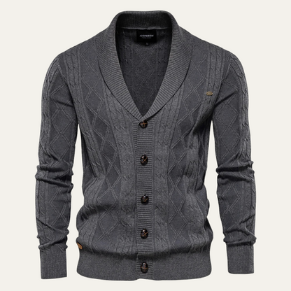 Brecon Men's Cable Knit Cardigan Button Front