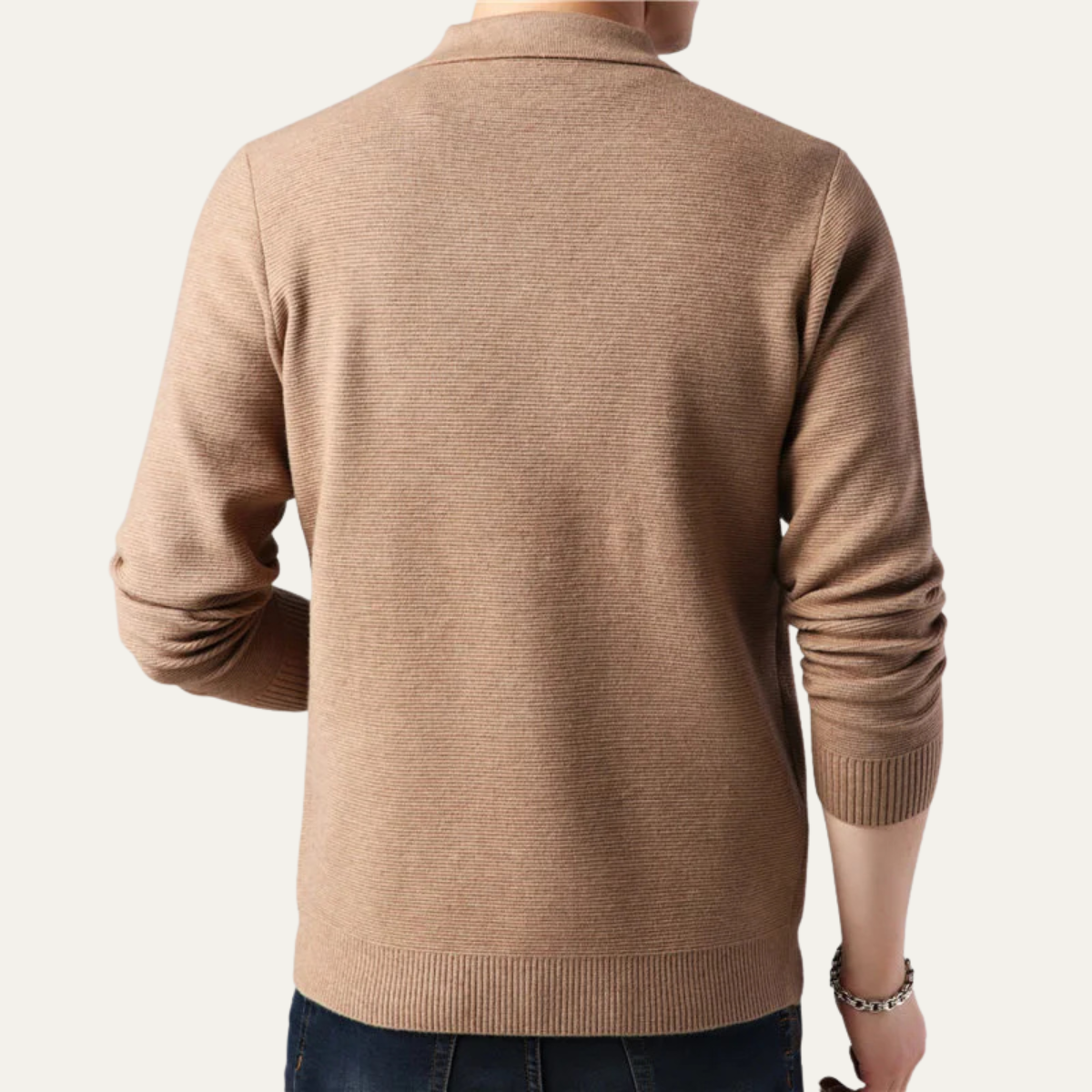Men's Knit Cardigan Button Front Turn Down Collar