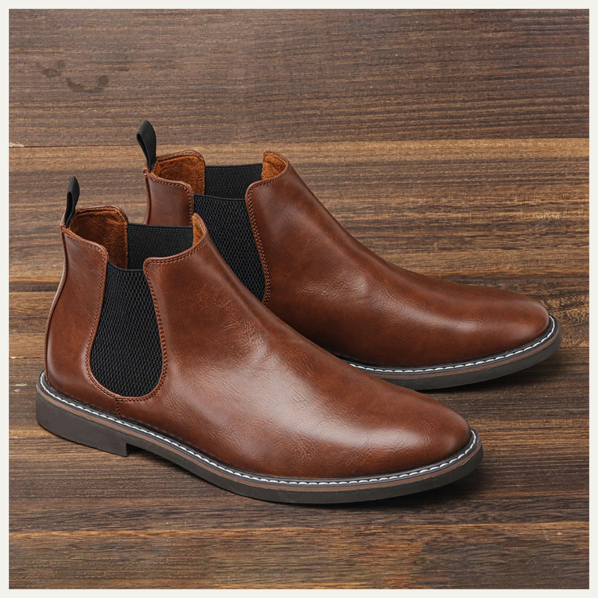 Men's Chelsea Boots Ankle Slip On Leather Brown