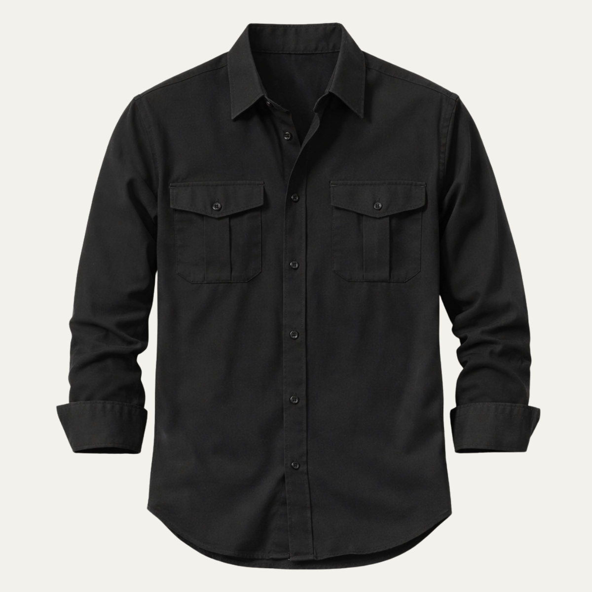 Men's Linen Casual Shirt Double Pocket Beige - VibreMode