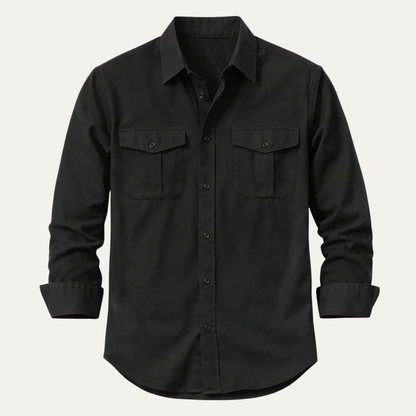 Men's Linen Casual Shirt Double Pocket Beige - VibreMode