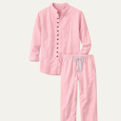 Men's Retro Cotton Linen Shirt Pants Set - VibreMode