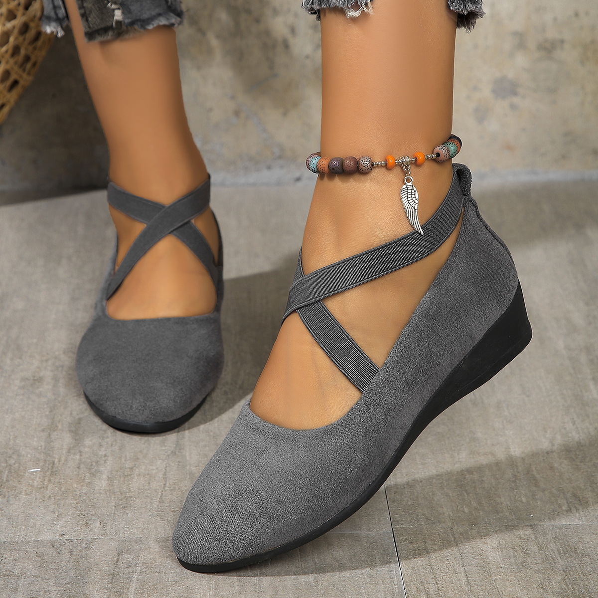 Women's Wedge Shoes Elastic Band Comfortable