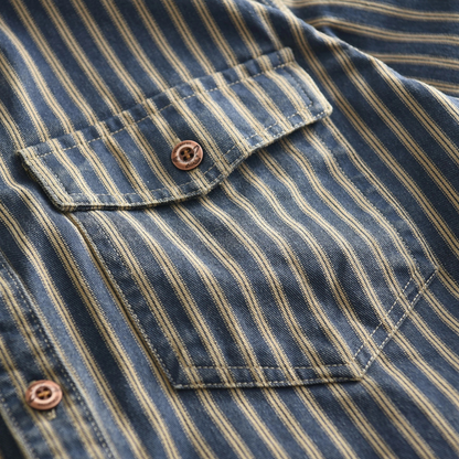 Men's Classic Striped Button Down Shirt Cotton