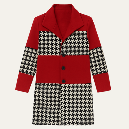 Men's Patchwork Geometric Long Jacket With Pockets - VibreMode