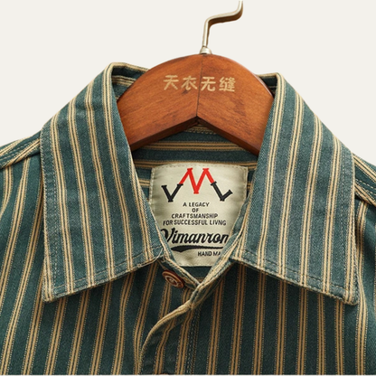 Men's Vertical Stripe Denim Shirt