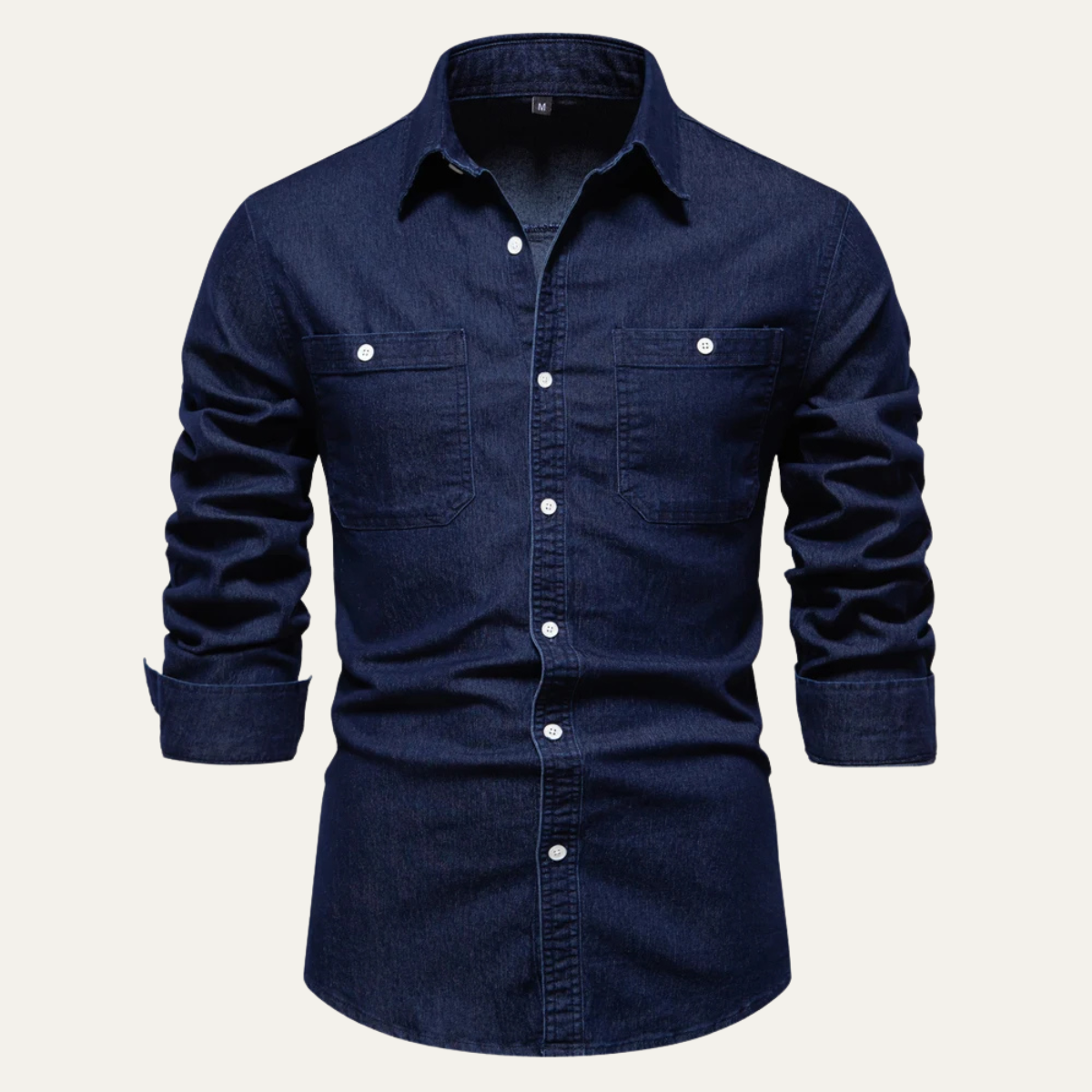 Men's Slim Fit Denim Shirt Double Pockets - VibreMode