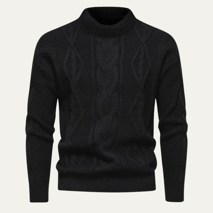 Men's Cable Knit Sweater Round Neck Winter Casual