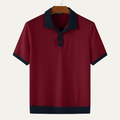 Men's Patchwork Knit Polo Shirt