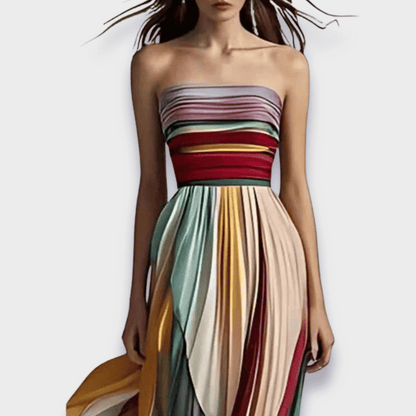 Chic Block Print Off Shoulder Maxi Dress