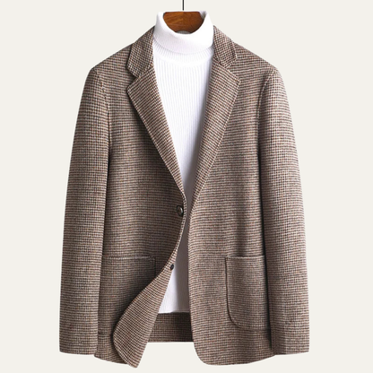 Men's Tweed Blazer Checked Wool Navy