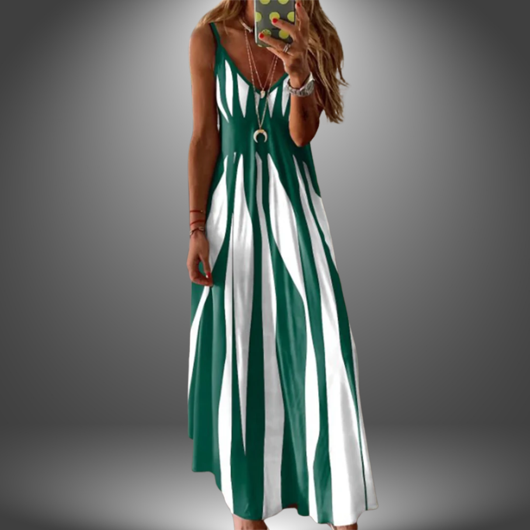 Brianna Women's Striped Maxi Dress Sleeveless