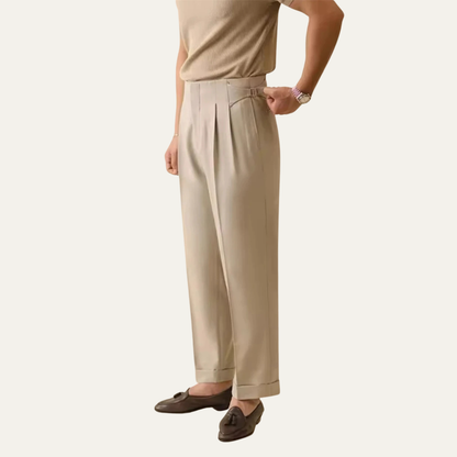 Men's High Waist Straight Leg Business Trousers