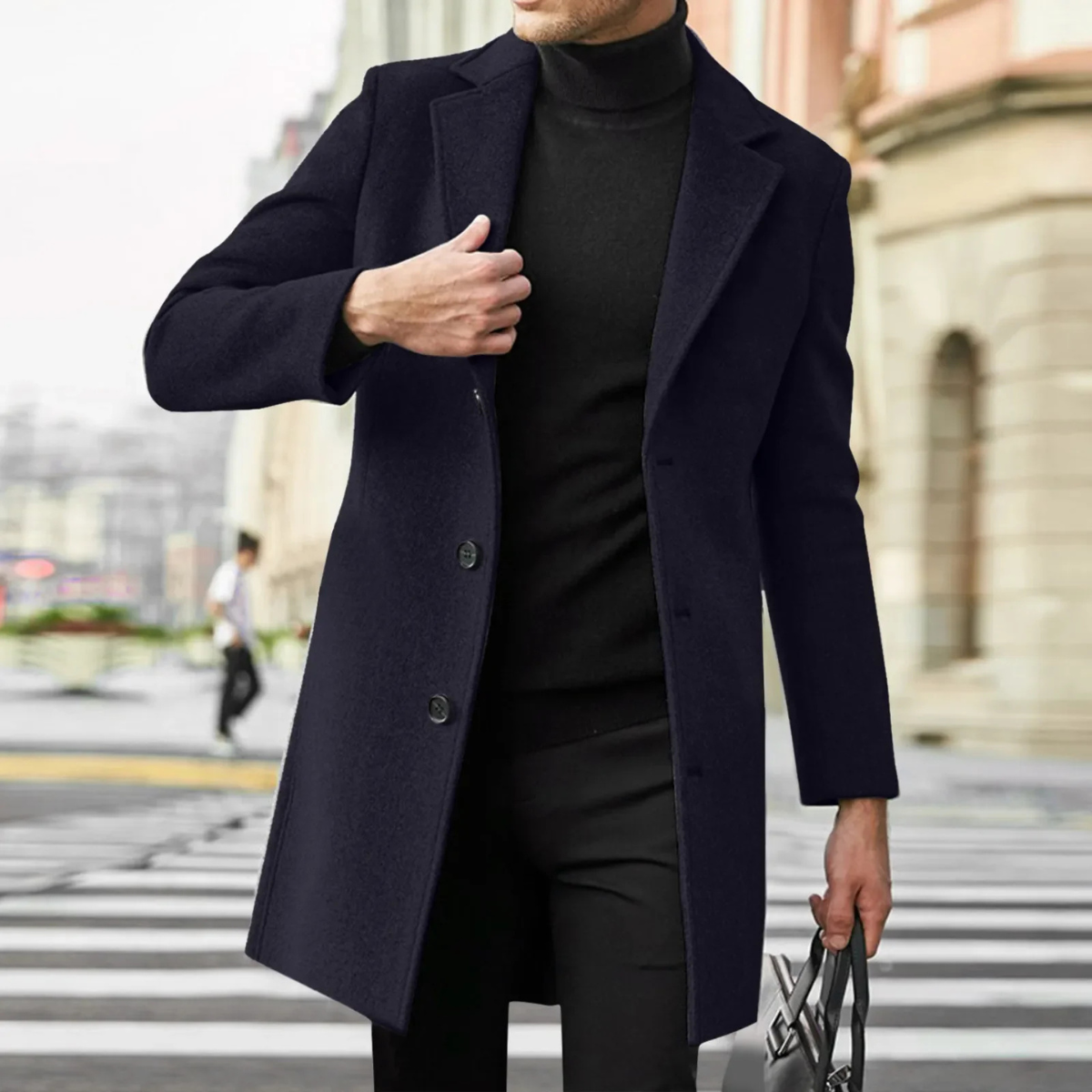 Men's Wool Blend Slim Fit Overcoat