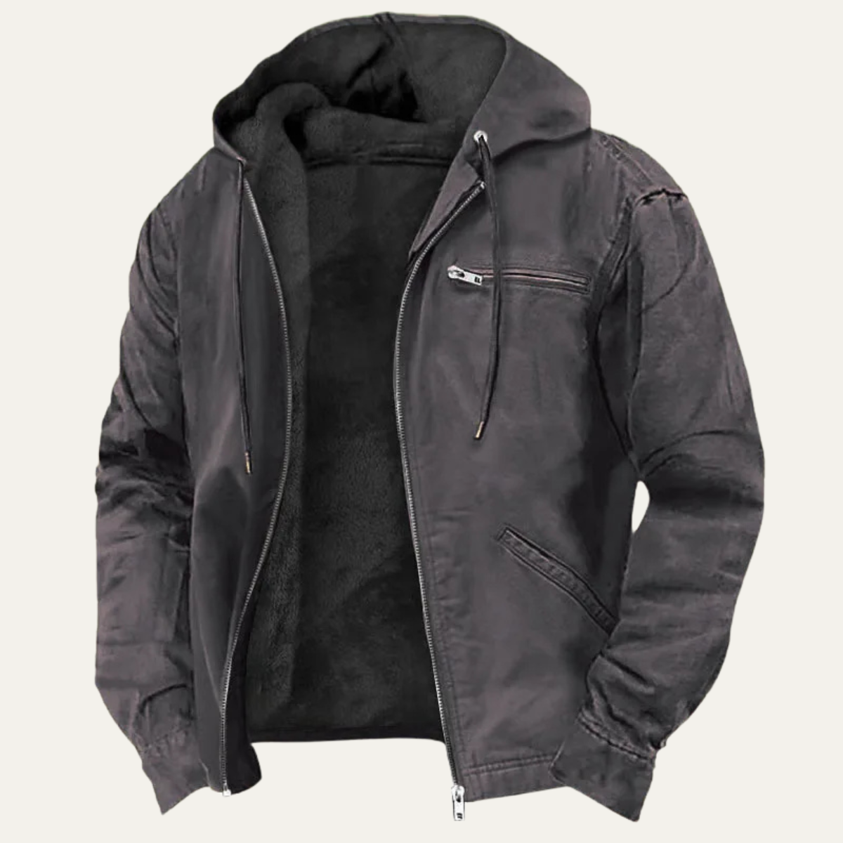 Men's Fleece Lined Hooded Jacket