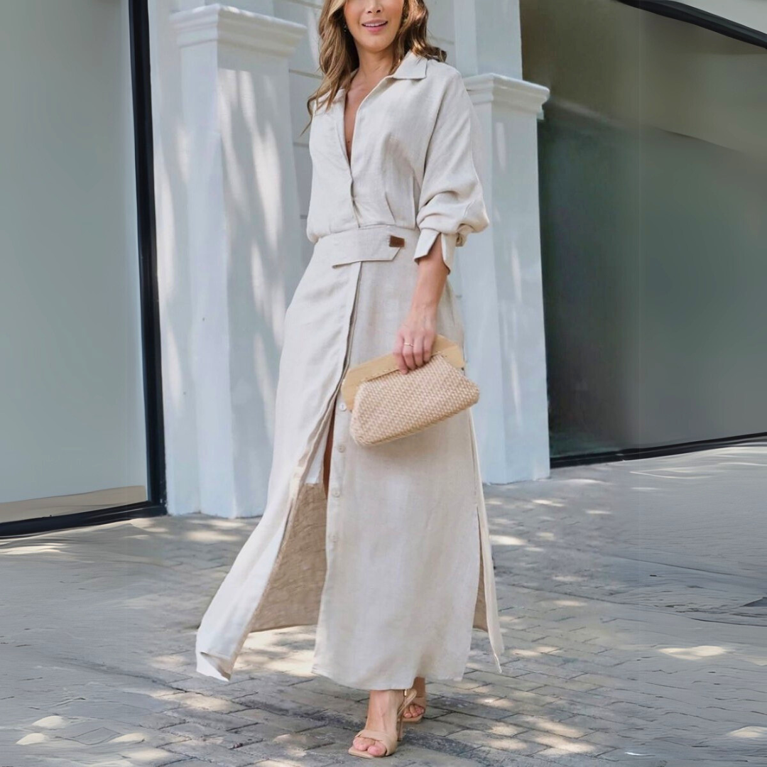 Women's Button Front Maxi Dress - VibreMode