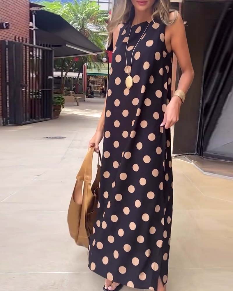 Summer Spotted Backless Long Dress