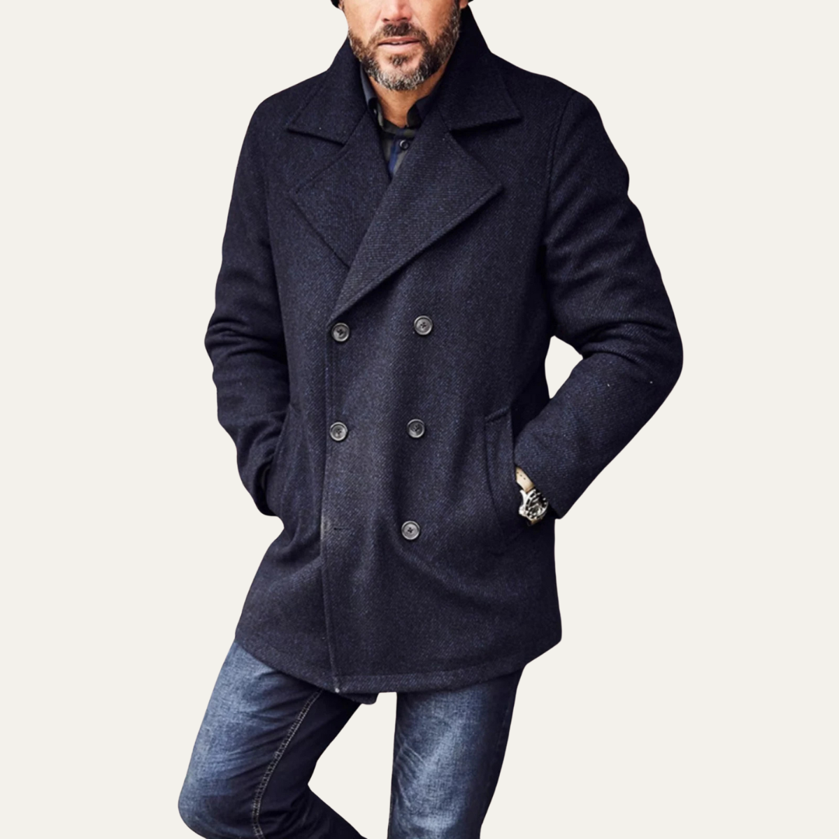 Men's Slim Fit Wool Peacoat