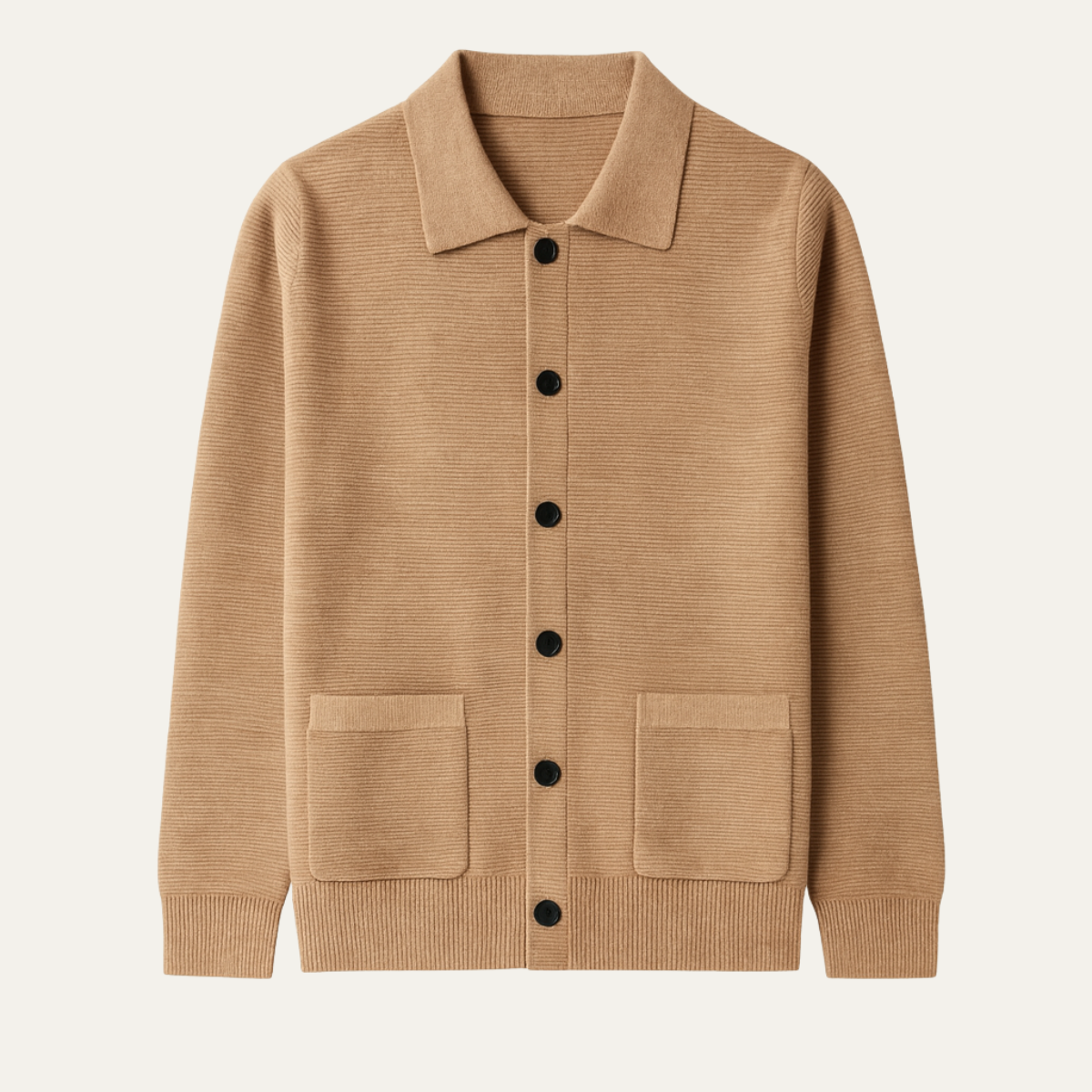 Men's Knit Cardigan Button Front Turn Down Collar - VibreMode