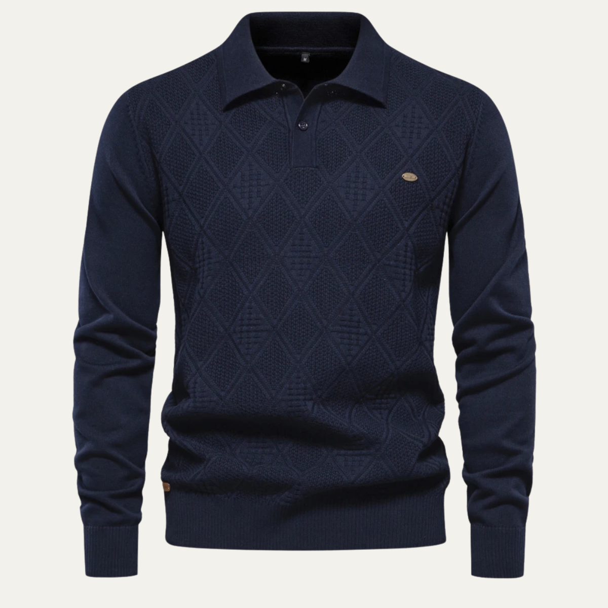 Men's Diamond Pattern Knit Polo Sweater - VibreMode